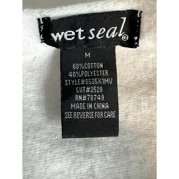 Wet Seal white embellished cold shoulder long sleeves sweatshirt size M - Picture 3 of 16